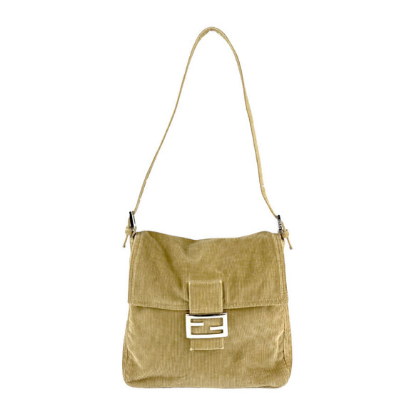 Fendi Handbags - Fendi Corduroy Beige Shoulder Bag